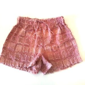 Spoon Jeans Shorts Women’s M Pink Geometric Print Texture Raw Frayed Cottagecore